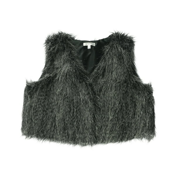 Yimoon Womens Open Front Faux Fox Fur Vest Fashion Sleeveless Outwear Jacket 